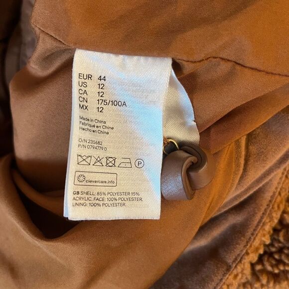 H&M Brown Teddy bear jacket cozy and warm size 12 (oversized) w/ braided buttons - Picture 3 of 9